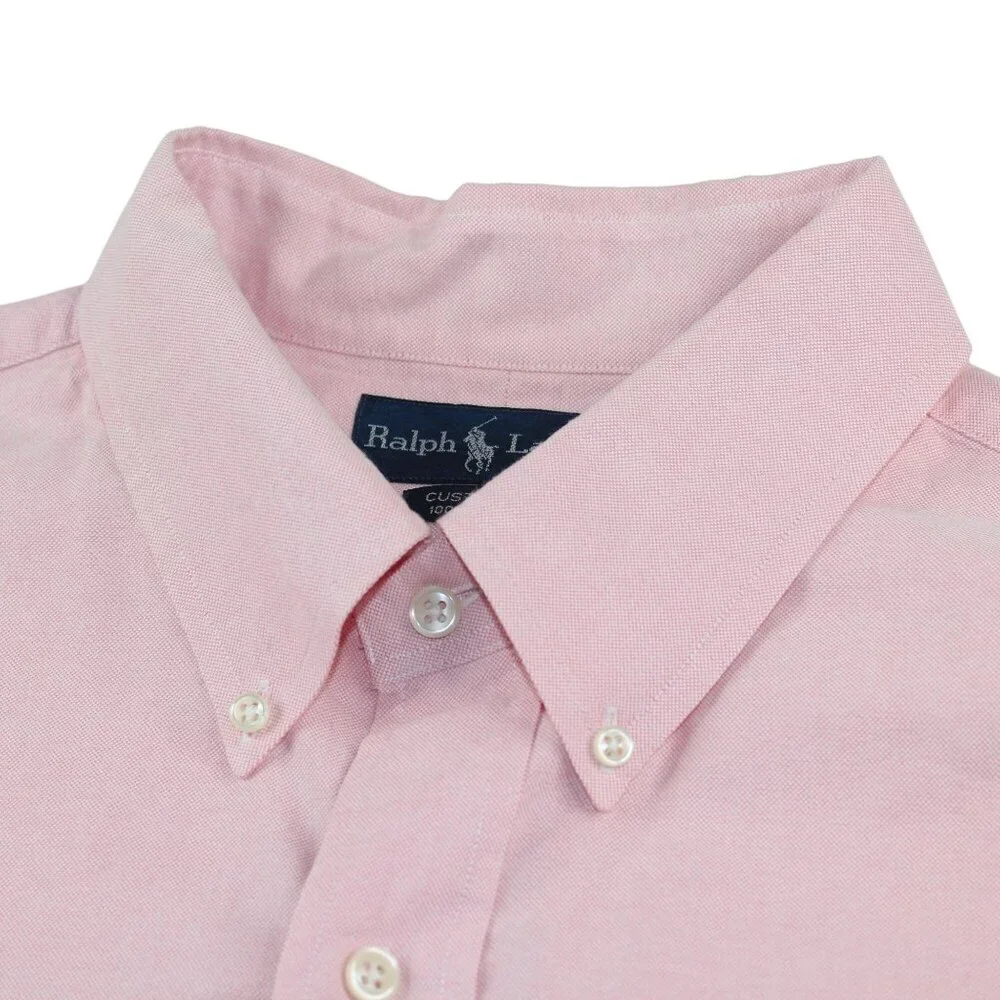Ralph Lauren Mens 2XL Custom Fit Pink Flesh Pony Dress Shirt Button Down - Picture 8 of 9